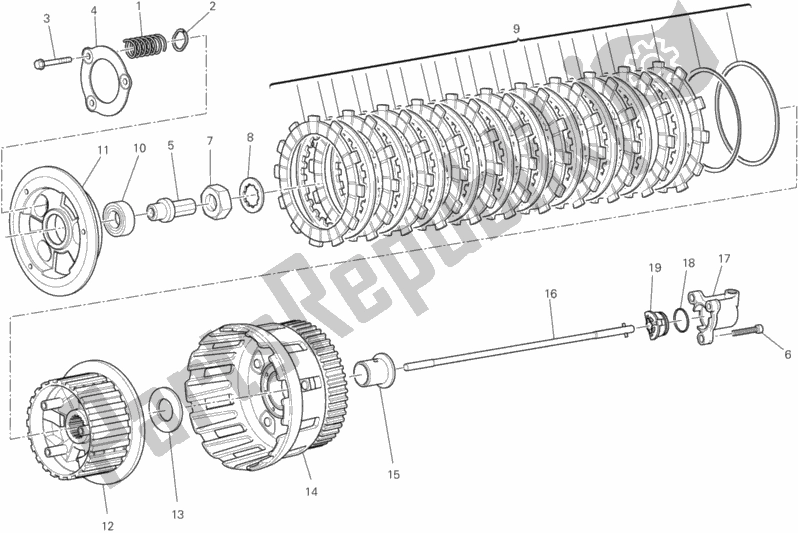 All parts for the Clutch of the Ducati Superbike 1199 Panigale S ABS USA 2012